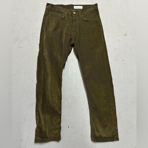 Gustin Pants Mens 29x26 Green Brown Slim Straight Corduroy Cotton Made In USA